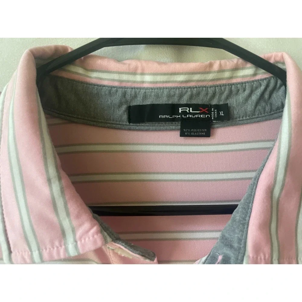 RLX Ralph Lauren Merion Golf Club Men's Polo Shirt Pink White Size XL